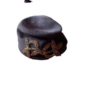 Vintage Henry Pollack 100% Wool Brown Beaded Hat Size 22